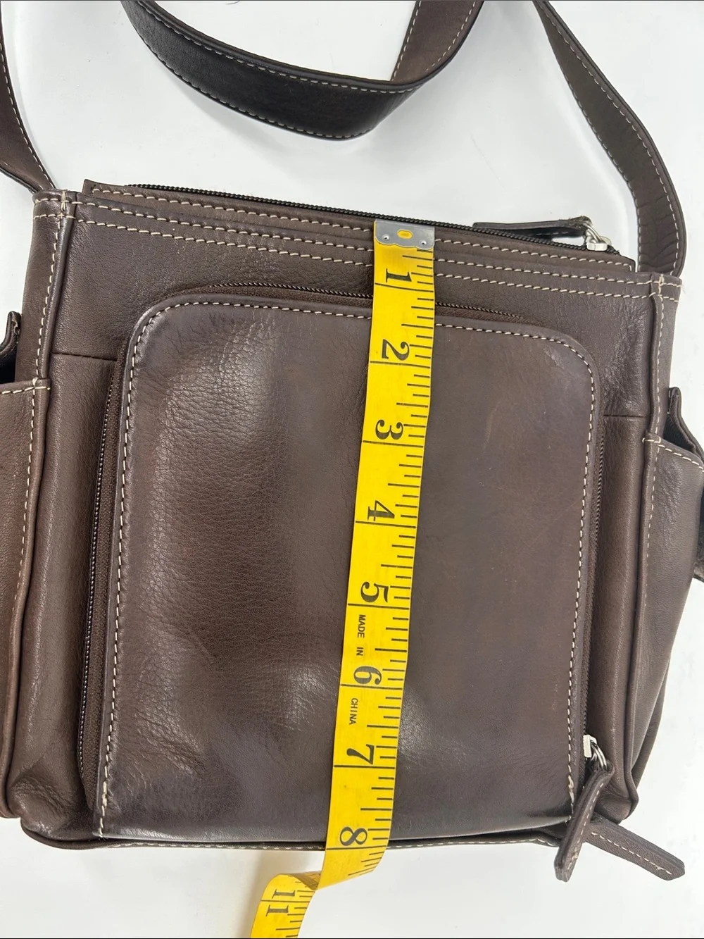 Fossil Travelers Built In Wallet Chocolate Brown Leather  Crossbody Everyday